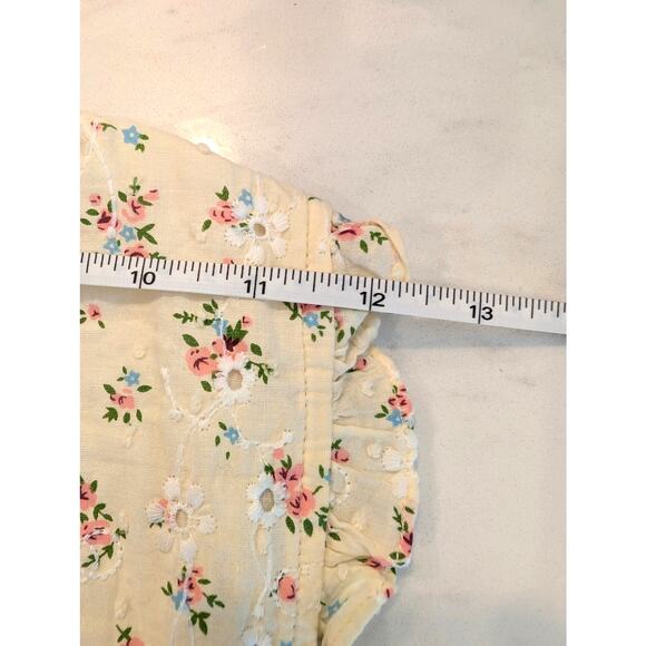 Altar’d State Floral Puff Sleeve Crop Top XS Cottagecore Peasant Smocked - Picture 4 of 7